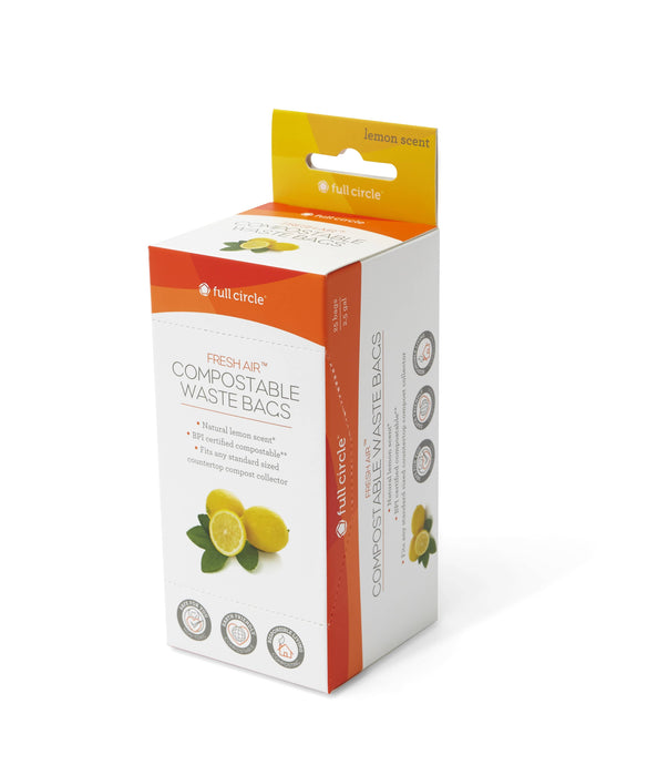 Fresh Air lemon scented compostable waste bags